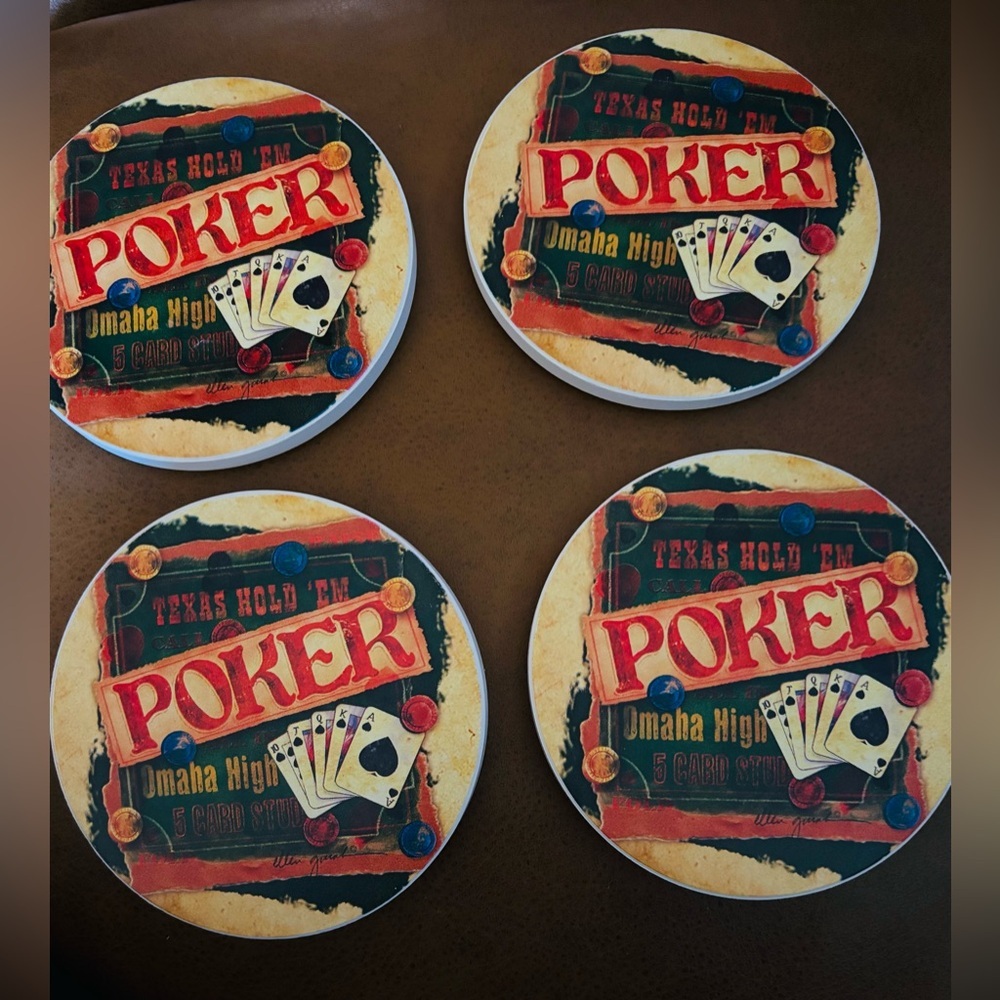 Rare Coasters Thristystone Poker Themed
4